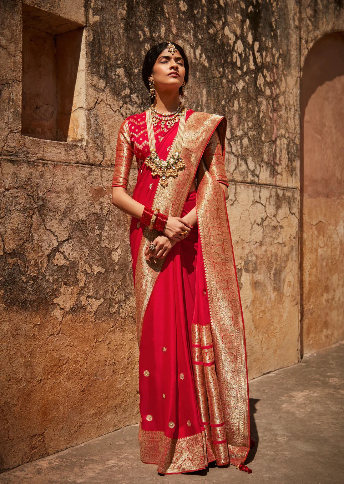 Red colour bridal deals saree
