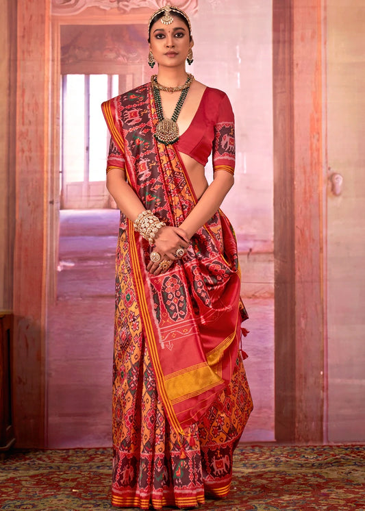 Designer Yellow and Red Patola Silk Saree