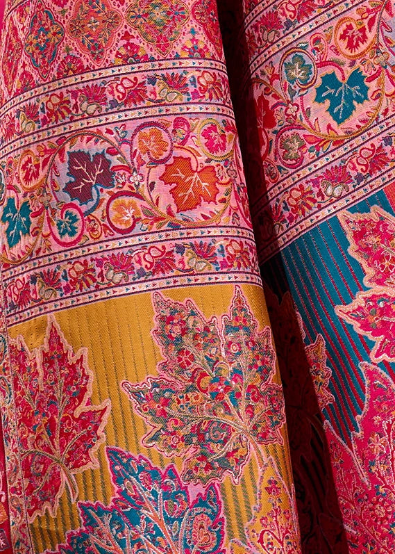 Pure Kashmiri Silk Handloom Weaving Pastel Pink Saree