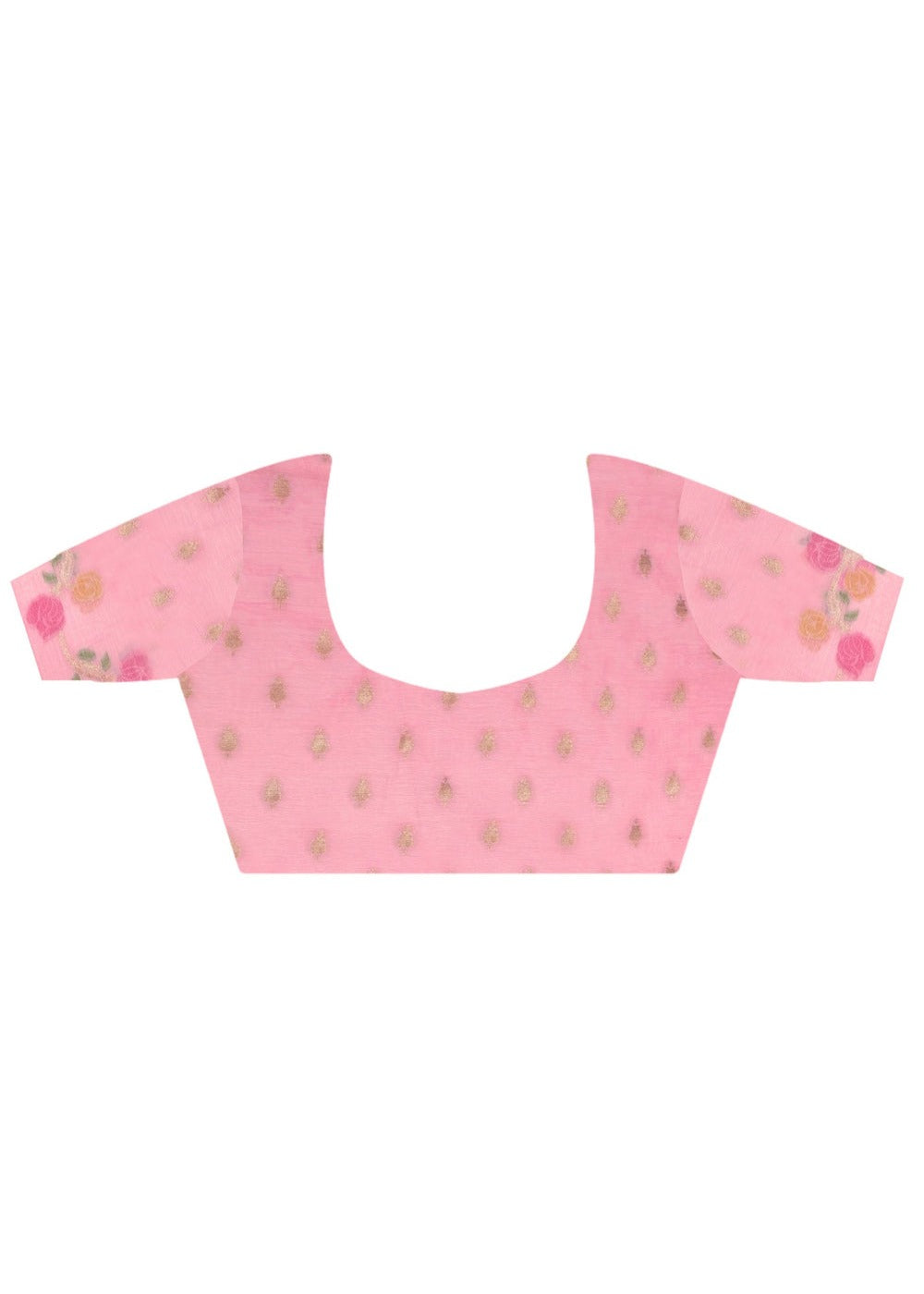 Pastel Pink and Blue Handwoven Cotton Silk Saree