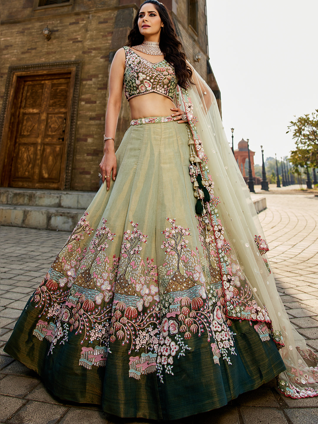 Light Green Bridesmaids Lehenga Choli