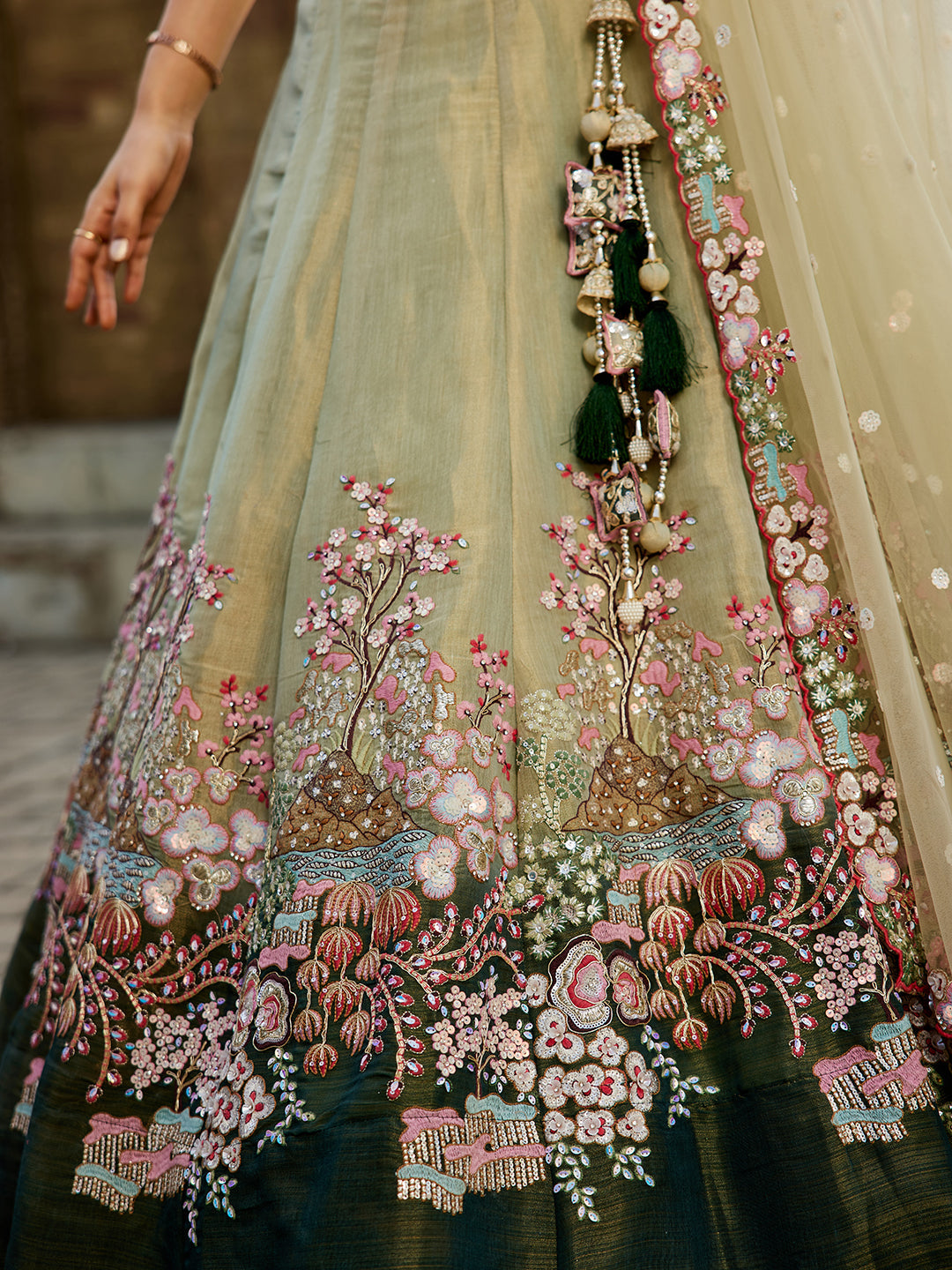 Light Green Bridesmaids Lehenga Choli