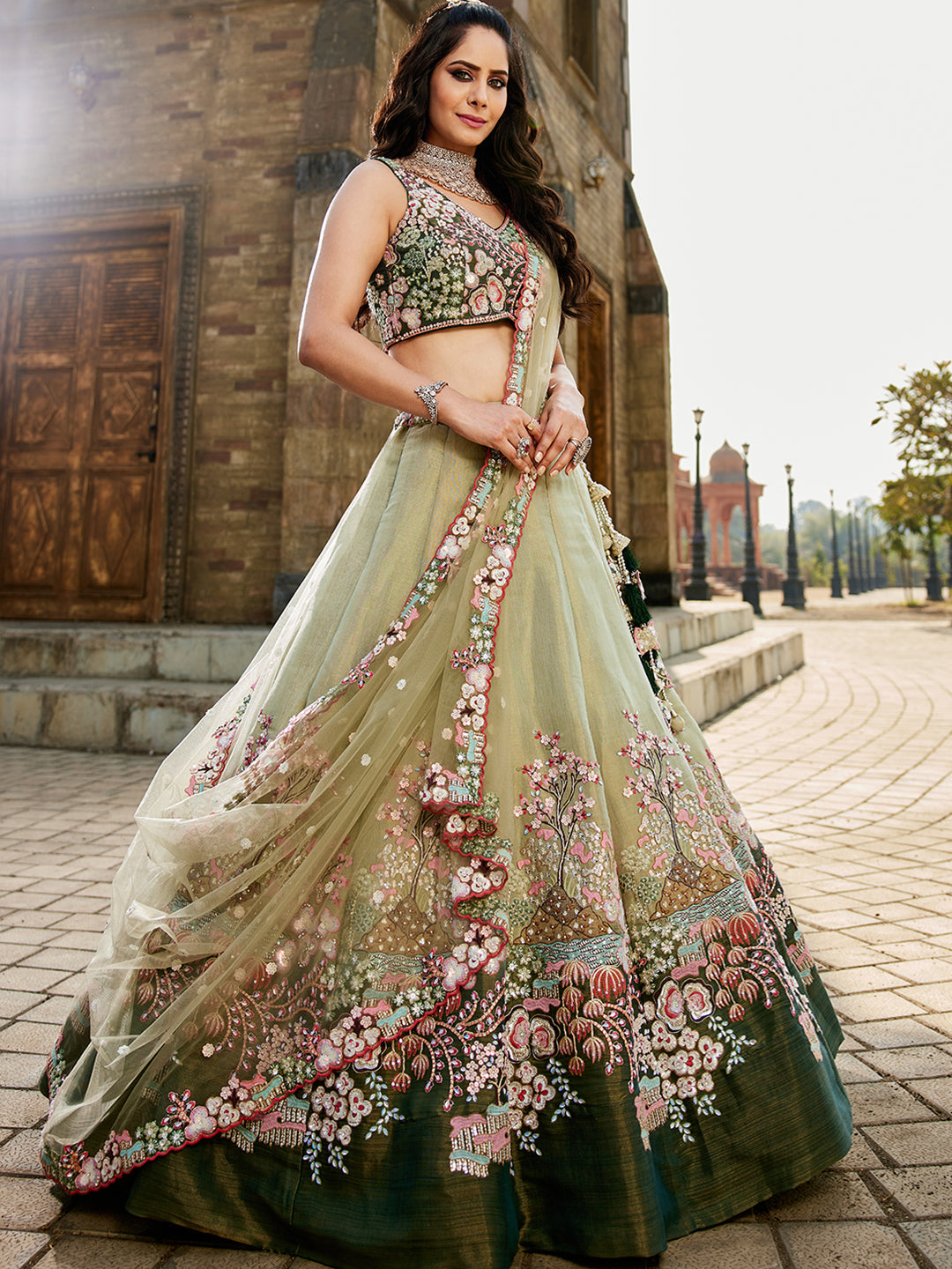 Light Green Bridesmaids Lehenga Choli