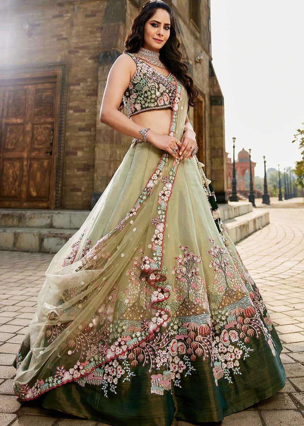 Light Green Bridesmaids Lehenga Choli