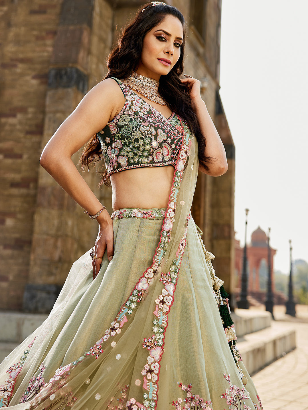 Light Green Bridesmaids Lehenga Choli