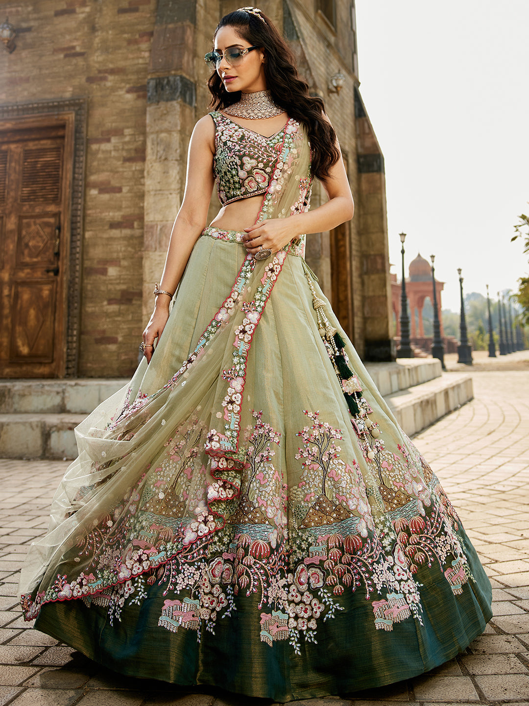 Light Green Bridesmaids Lehenga Choli