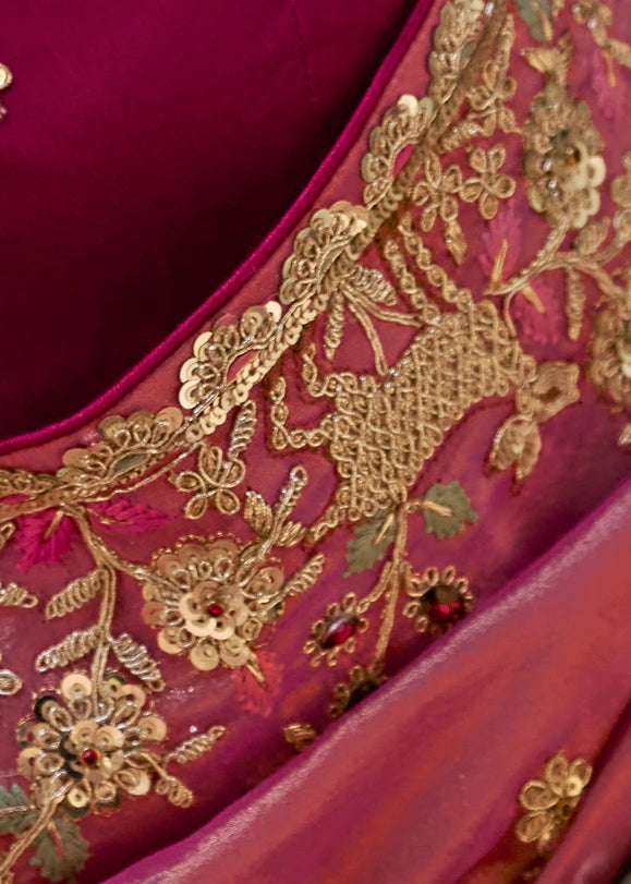 Pure Tissue Silk Blush Pink Embroidered Saree