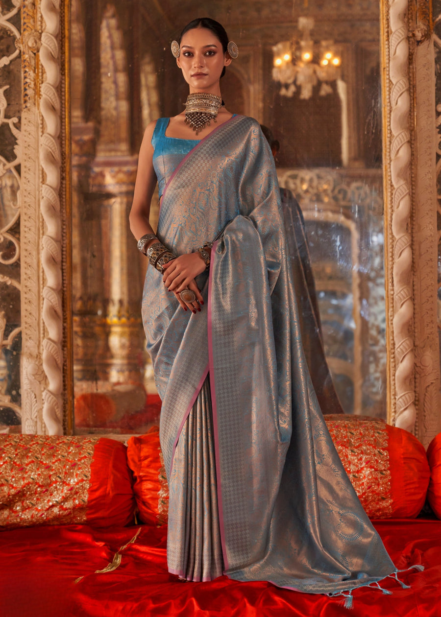 Pure Handloom Weaving Soft Banarasi Silk Blue Saree