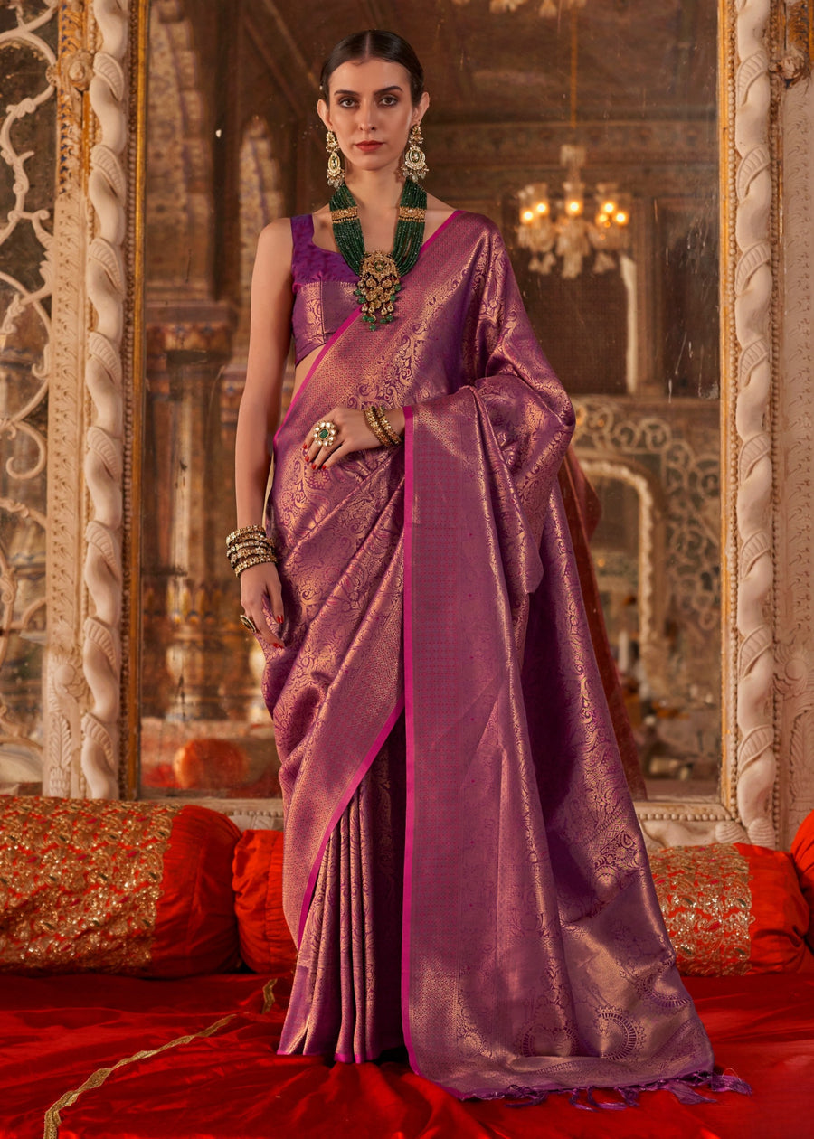 Pure Handloom Weaving Soft Banarasi Silk Magenta Pink Saree