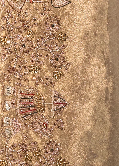 Beige Kanjivaram Silk Embroidered Saree