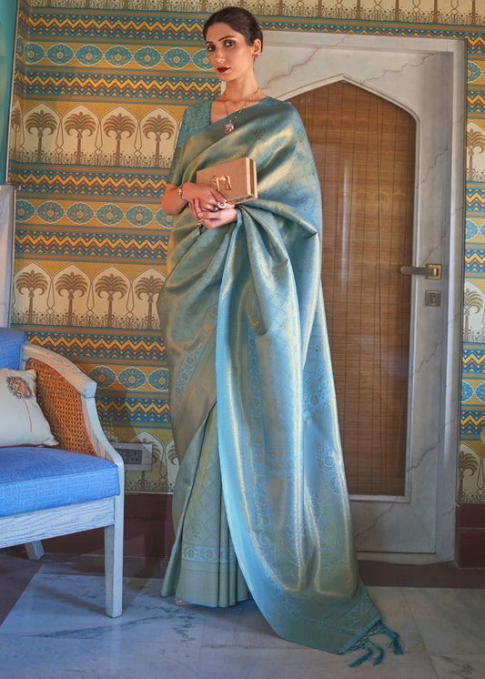 Pastel Blue Kanjivaram Silk Saree