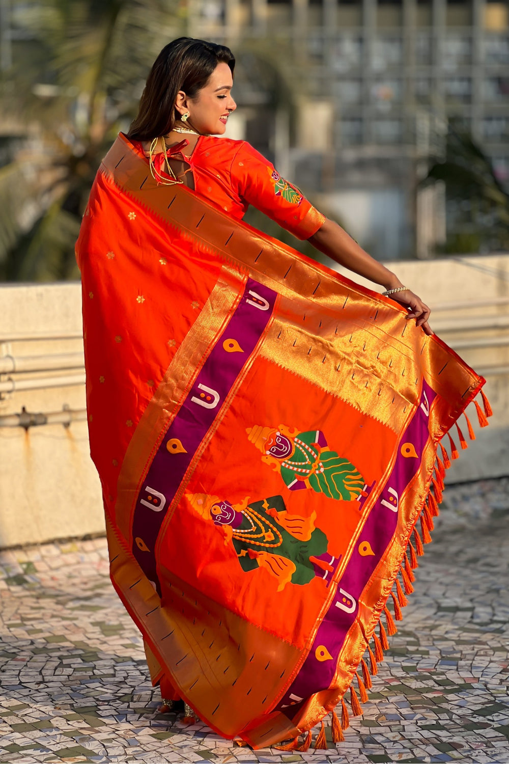 Red Handwoven Paithani Silk Saree