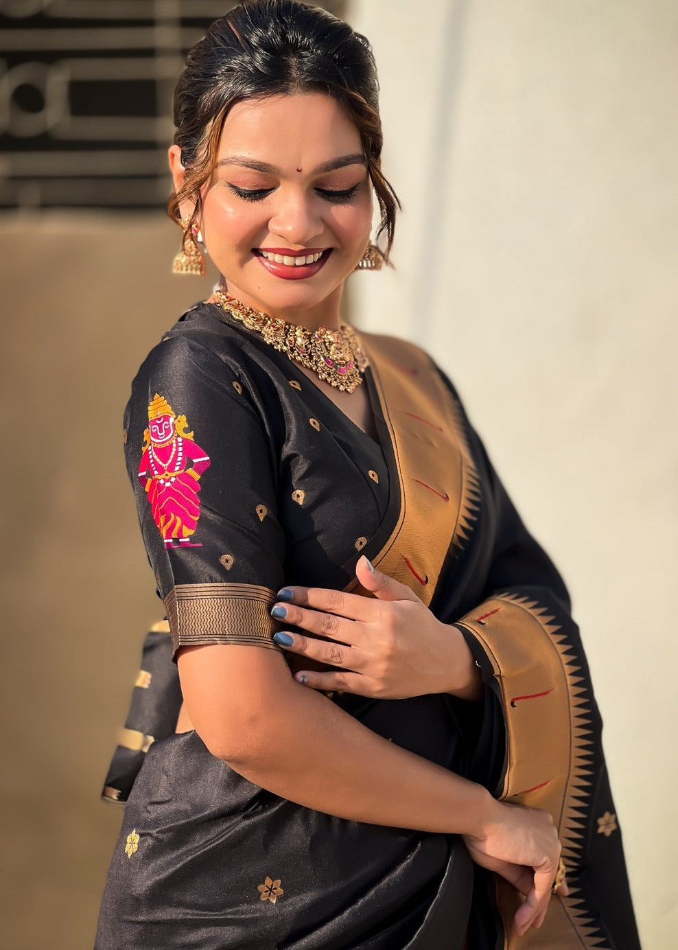 Black Handwoven Paithani Silk Saree