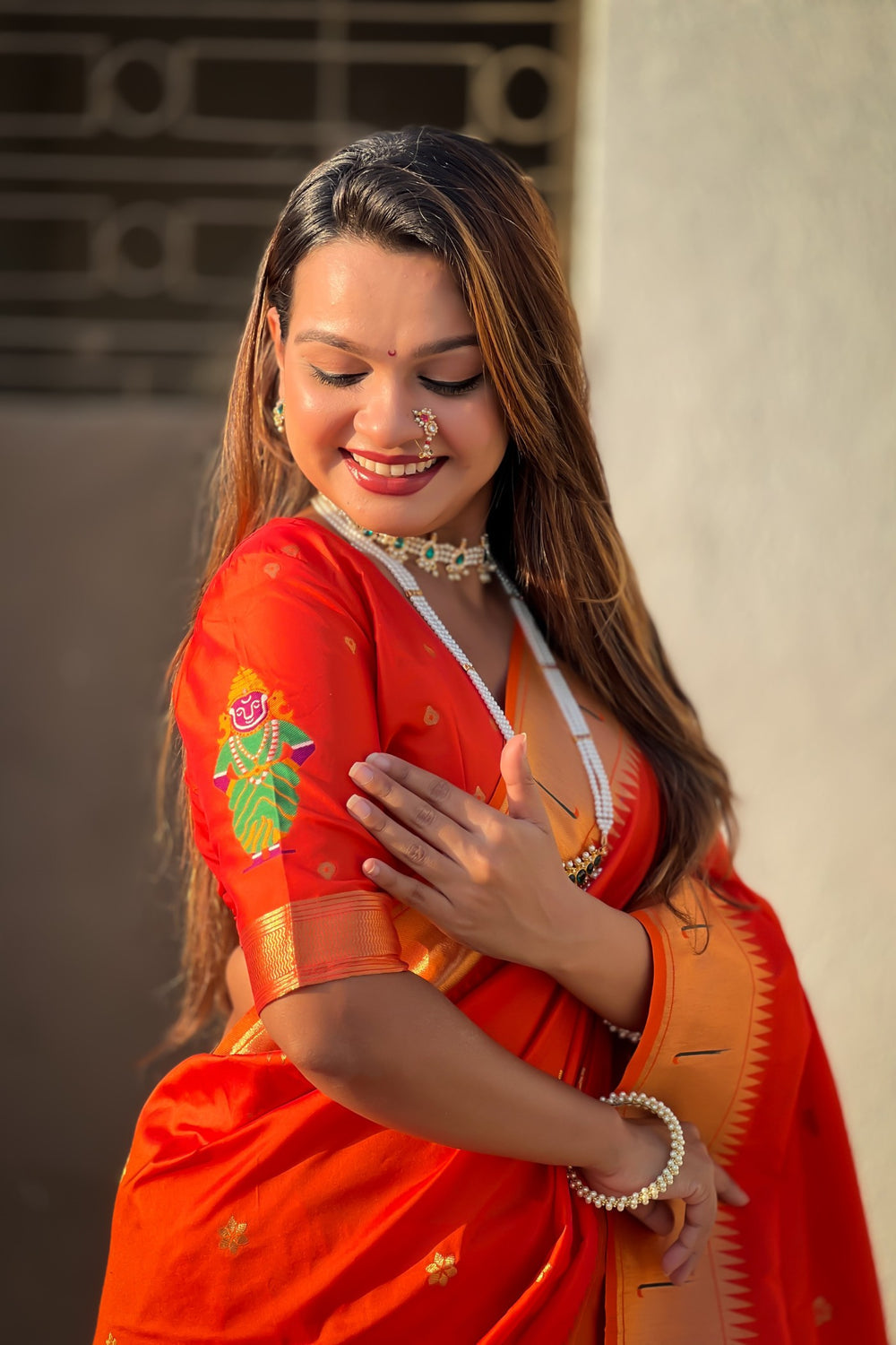 Red Handwoven Paithani Silk Saree
