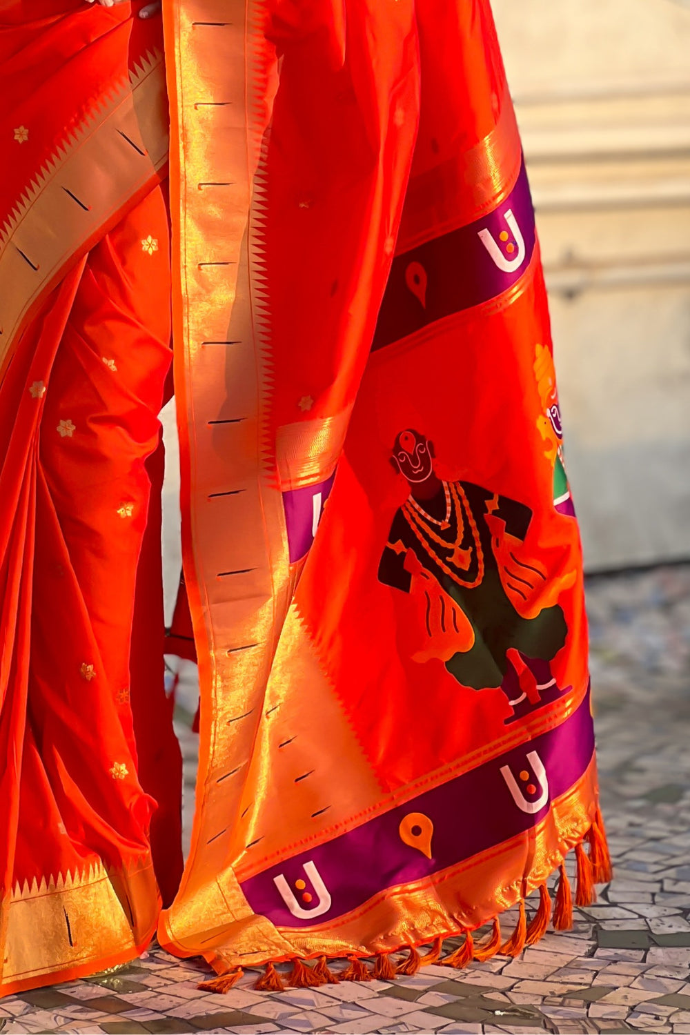 Red Handwoven Paithani Silk Saree
