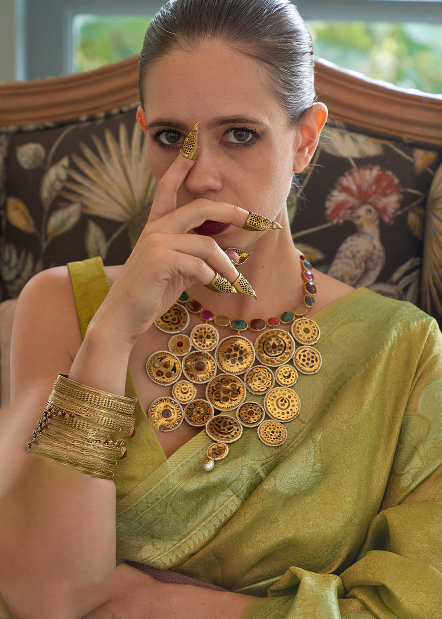 Kalki Koechlin Green Banarasi Tissue Silk Handloom Saree