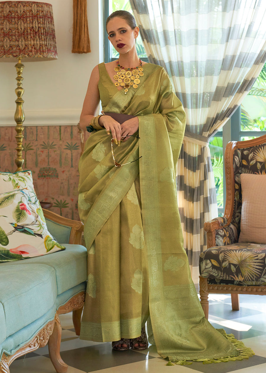 Kalki Koechlin Green Banarasi Tissue Silk Handloom Saree