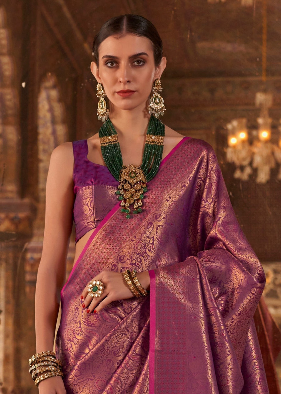 Pure Handloom Weaving Soft Banarasi Silk Magenta Pink Saree