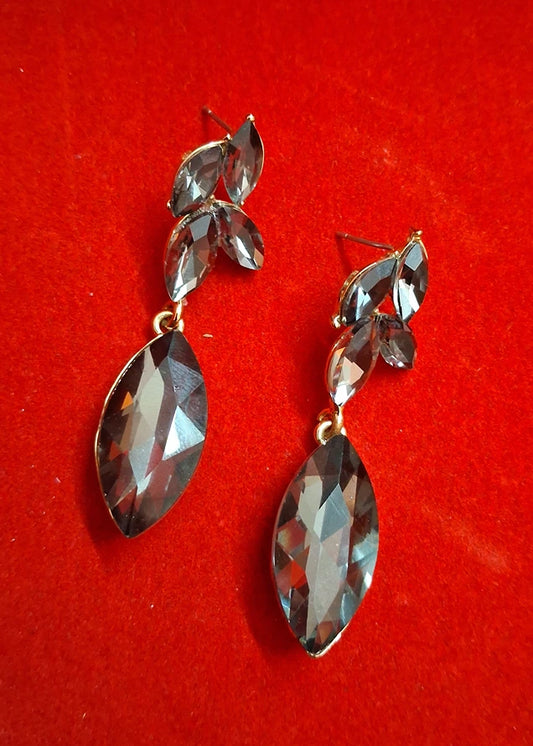 Greyish Black Rhinestone Cocktail Earrings