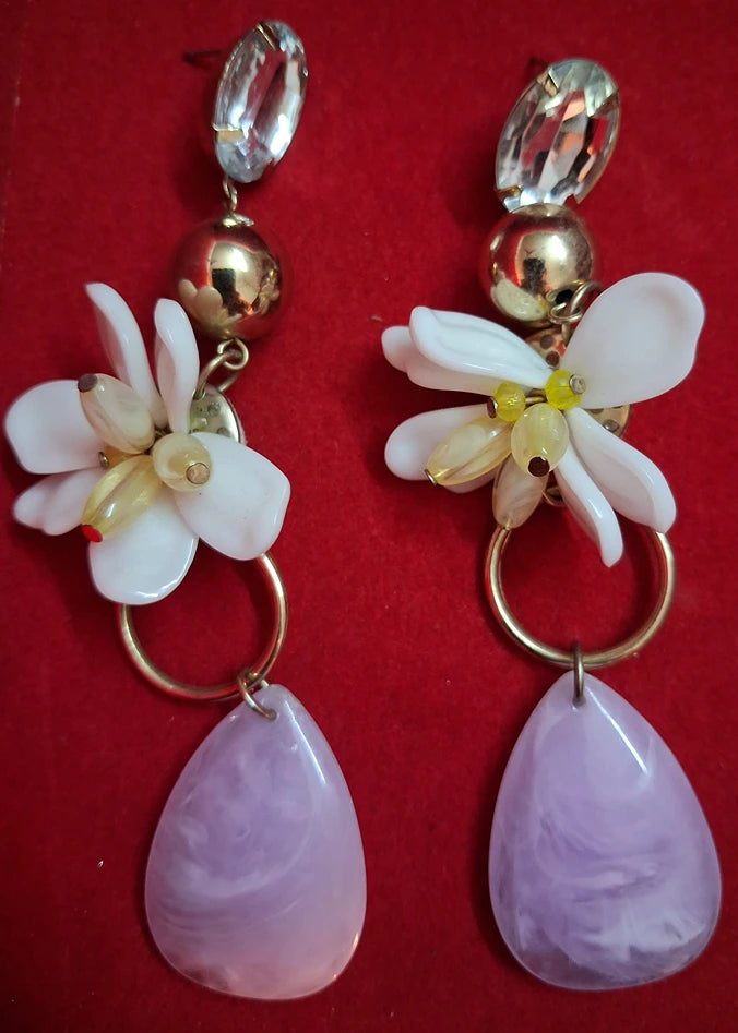 Multicolor Floral Design Acrylic Earrings