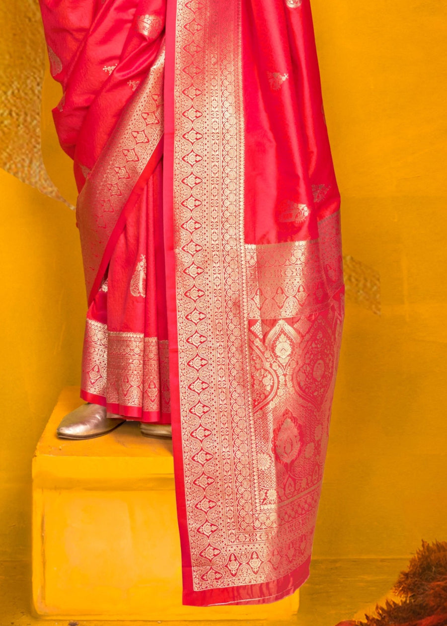Red Banarasi Silk Handloom Weaving Zari Saree