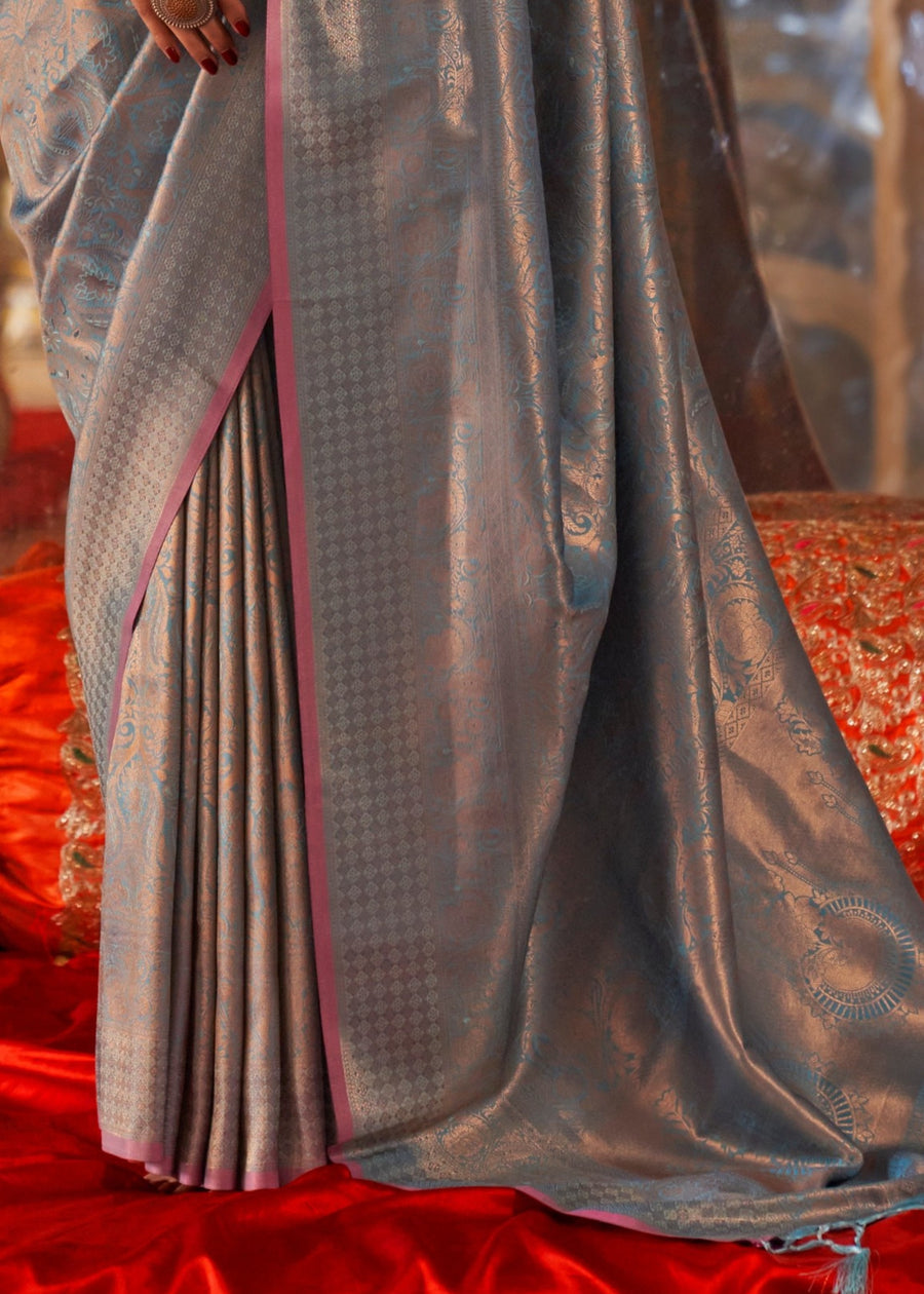 Pure Handloom Weaving Soft Banarasi Silk Blue Saree