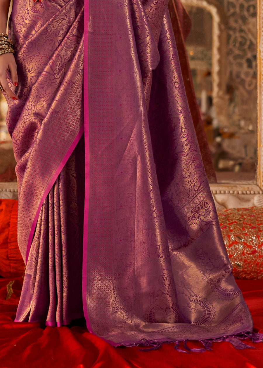 Pure Handloom Weaving Soft Banarasi Silk Magenta Pink Saree