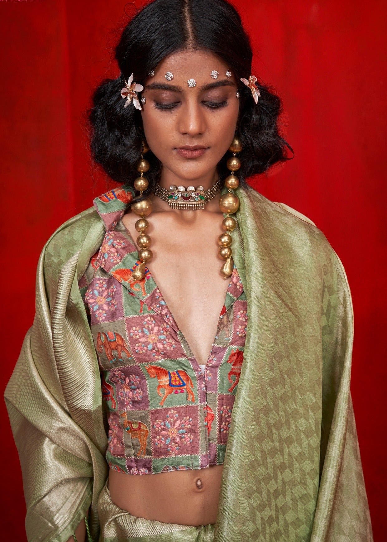 Pastel Green Banarasi Tissue Silk Handloom Saree