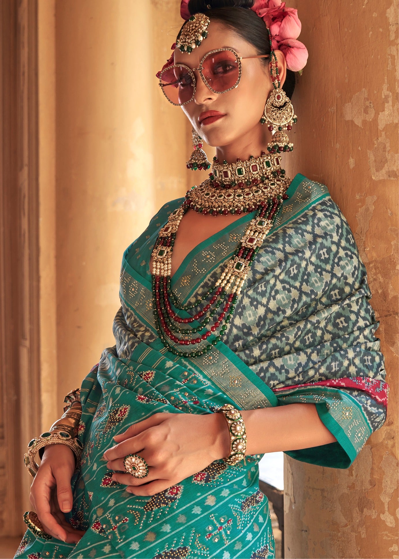 Green Designer Patola Silk Saree