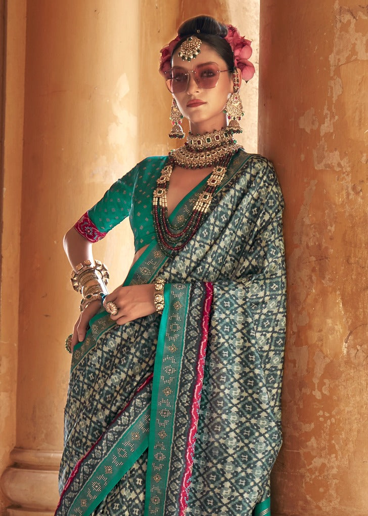 Green Designer Patola Silk Saree