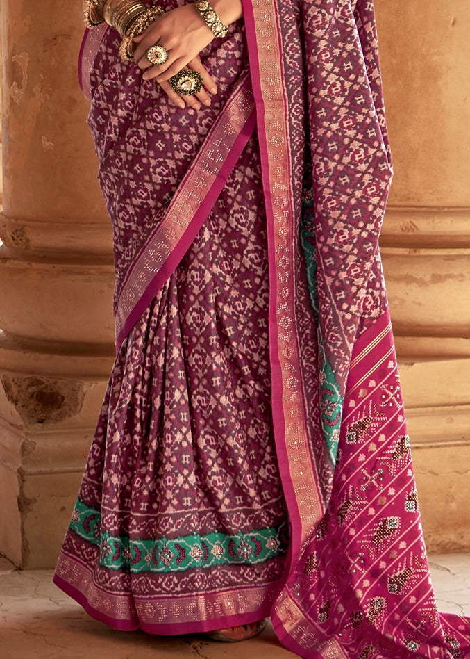 Magenta Pink Designer Patola Silk Saree