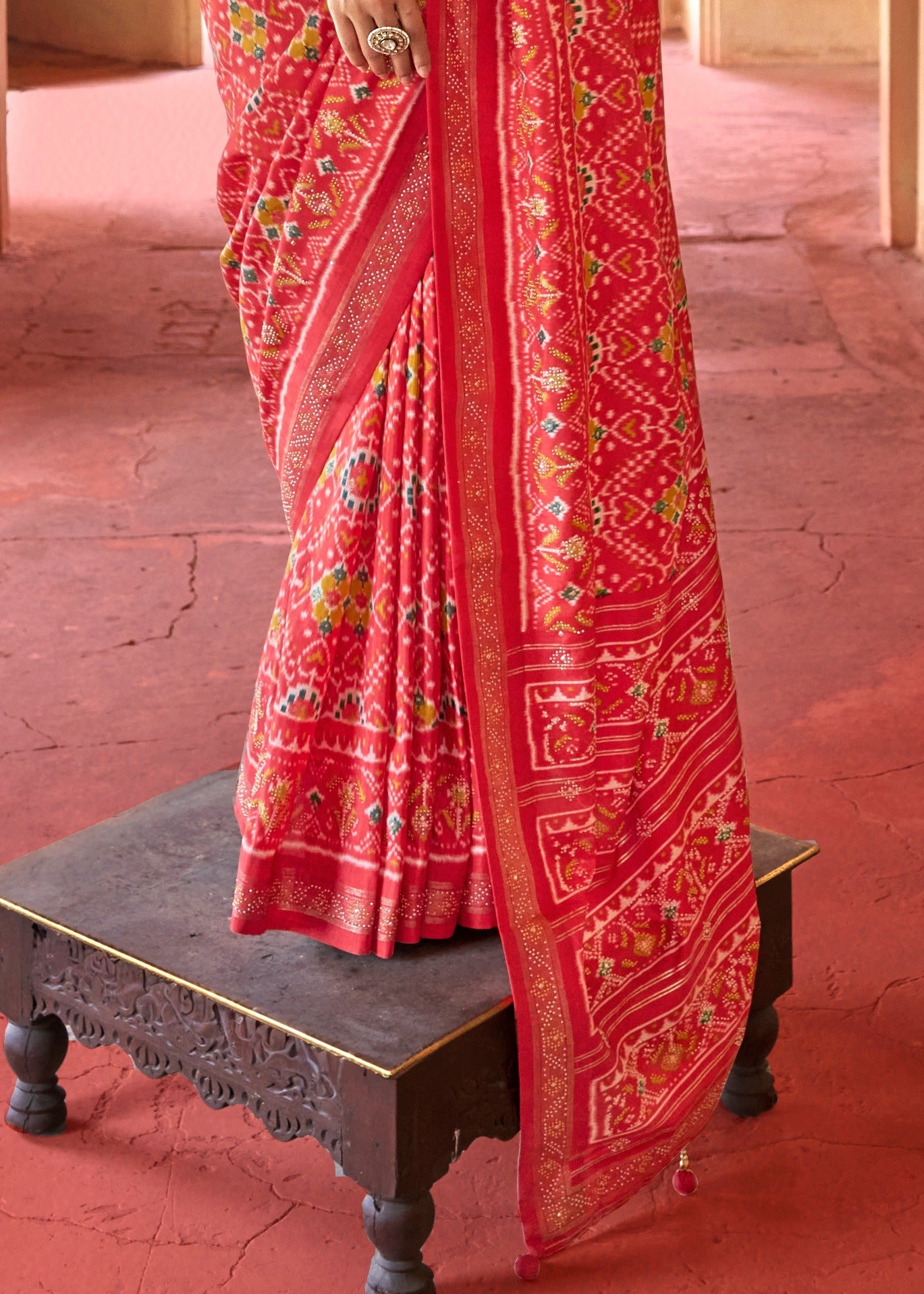 Traditional Design Crimson Red Patola Silk Saree