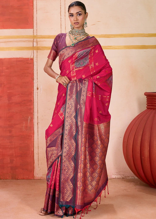 Pochampally Patola Silk Red Ikkat Saree