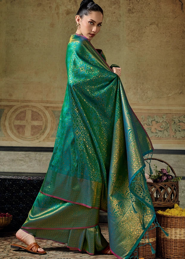 Handloom Silk Green Kanjivaram Saree