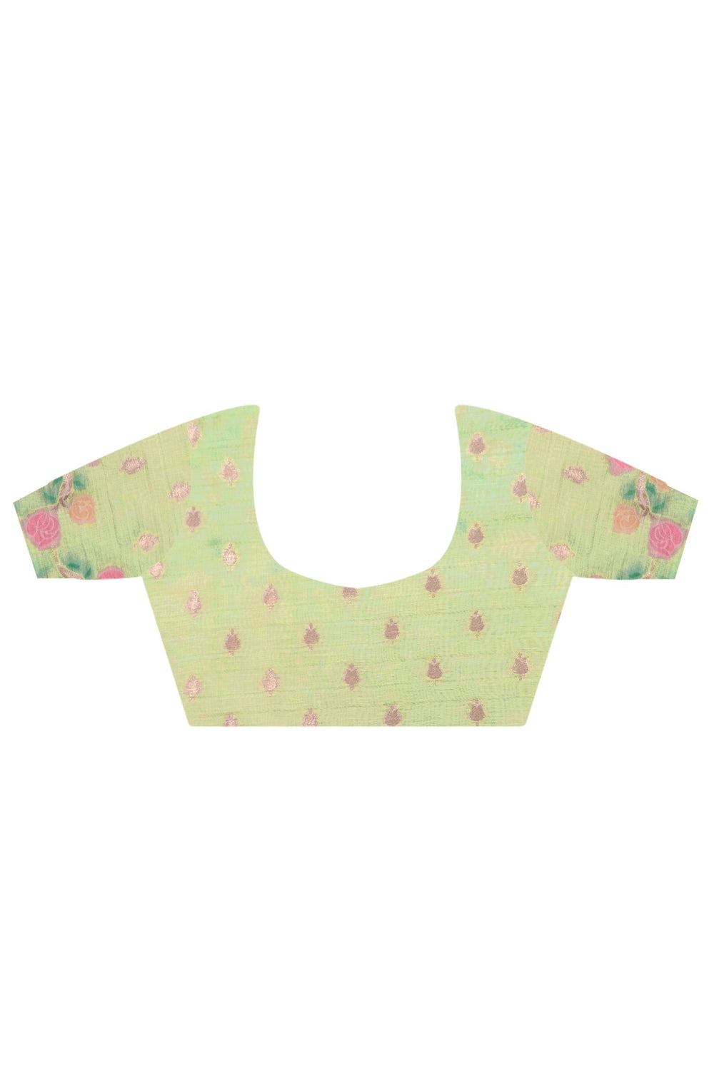 Pastel Pink and Green Handwoven Cotton Silk Saree