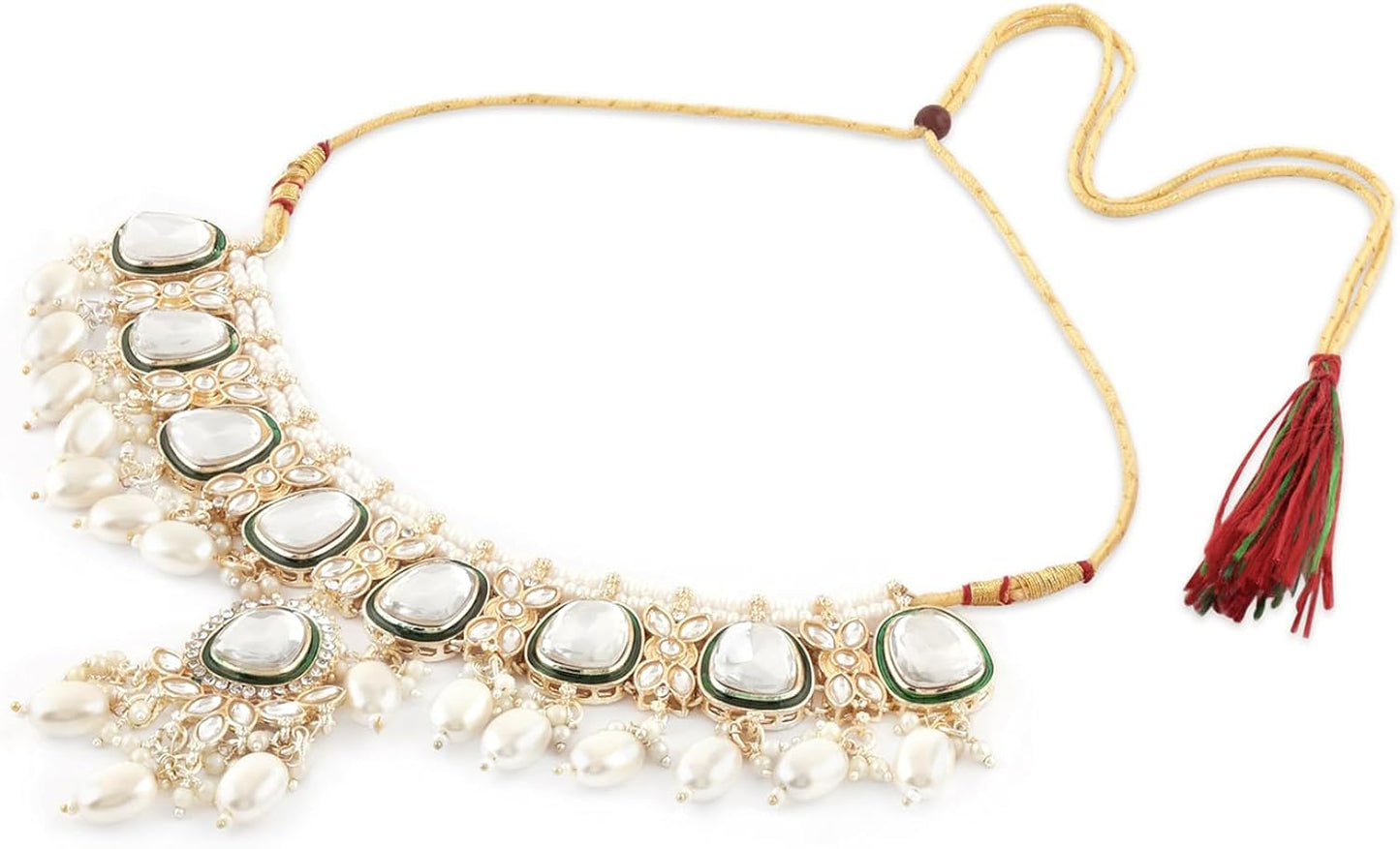 Polki Kundan Choker Necklace Set With Earrings & Maang Tikka