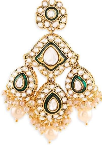 Kundan Polki Necklace Set With Earrings & Maang Tikka