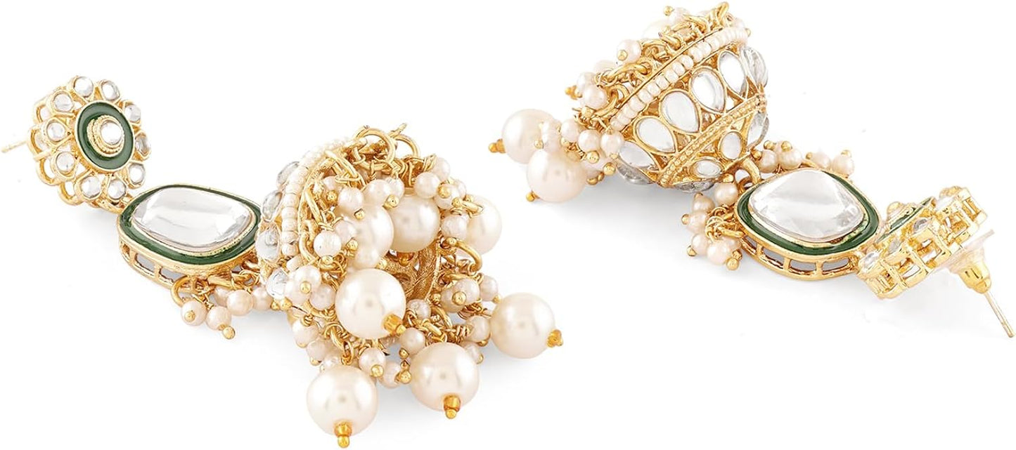 Traditional Polki Necklace Set With Earrings & Maang Tikka