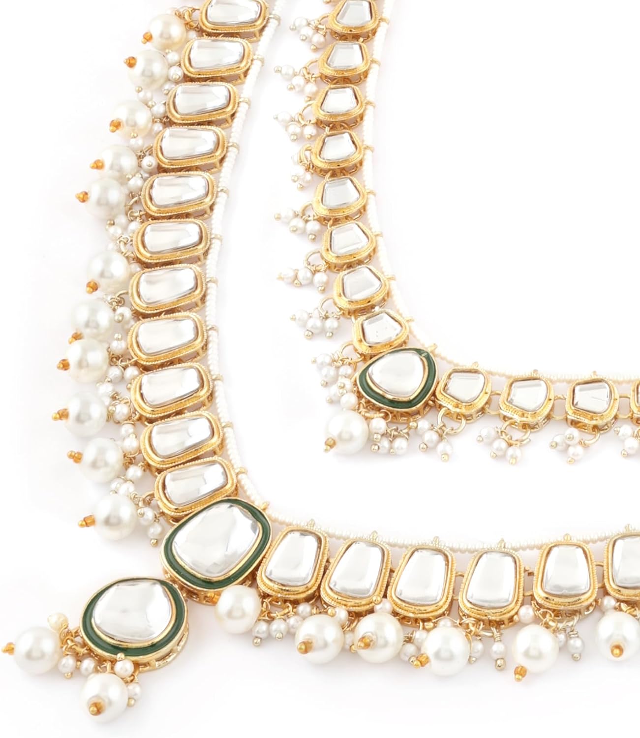 Traditional Polki Necklace Set With Earrings & Maang Tikka