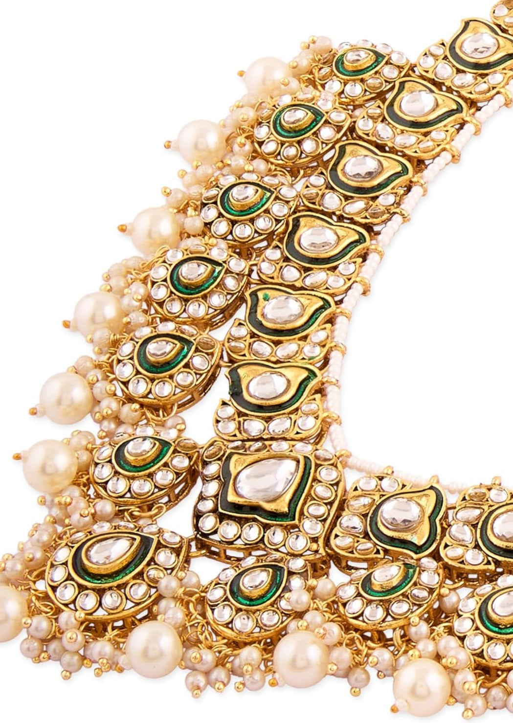 Kundan Polki Necklace Set With Earrings & Maang Tikka