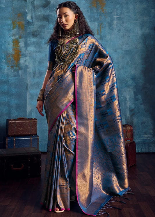 Royal Blue Kanchipuram Silk Bridal Saree