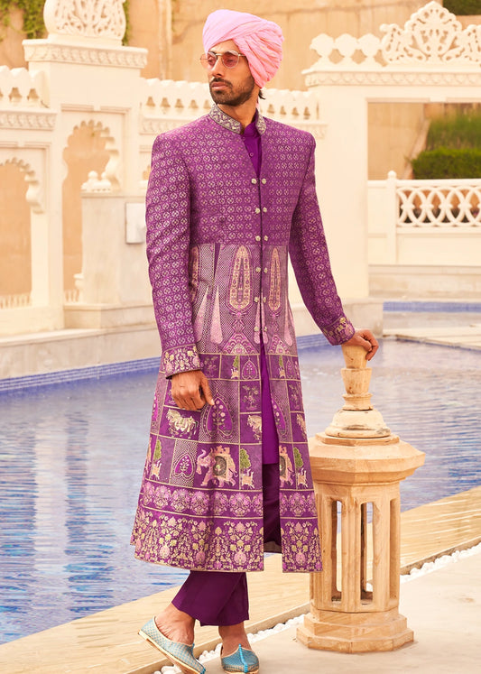 Beetroot Purple Sherwani Set