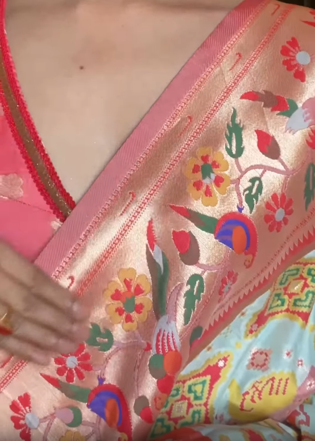 Banarasi Silk Patola Paithani Fusion Handloom Sea Green Saree