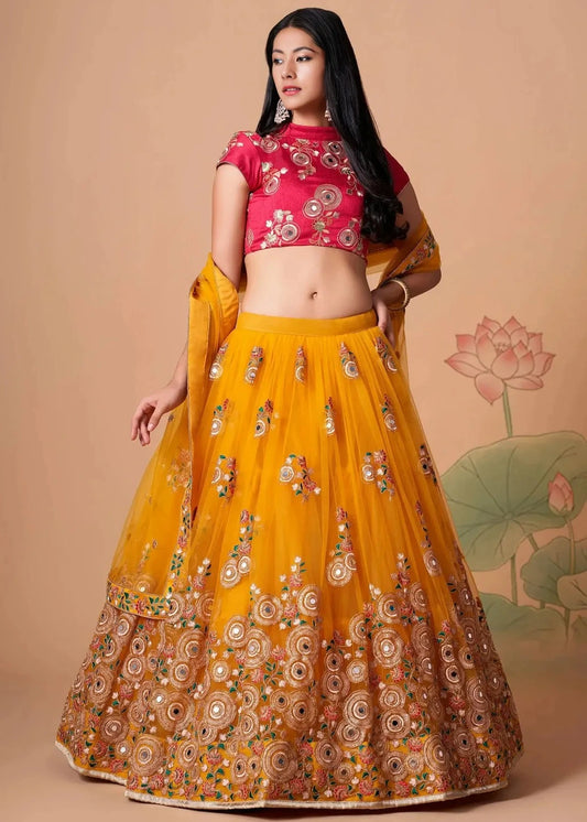Yellow & Red Designer Bridal Lehenga Choli