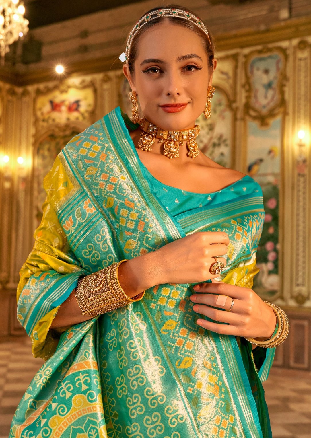 Banarasi patola silk yellow handloom sarees in usa uk online shopping with price.