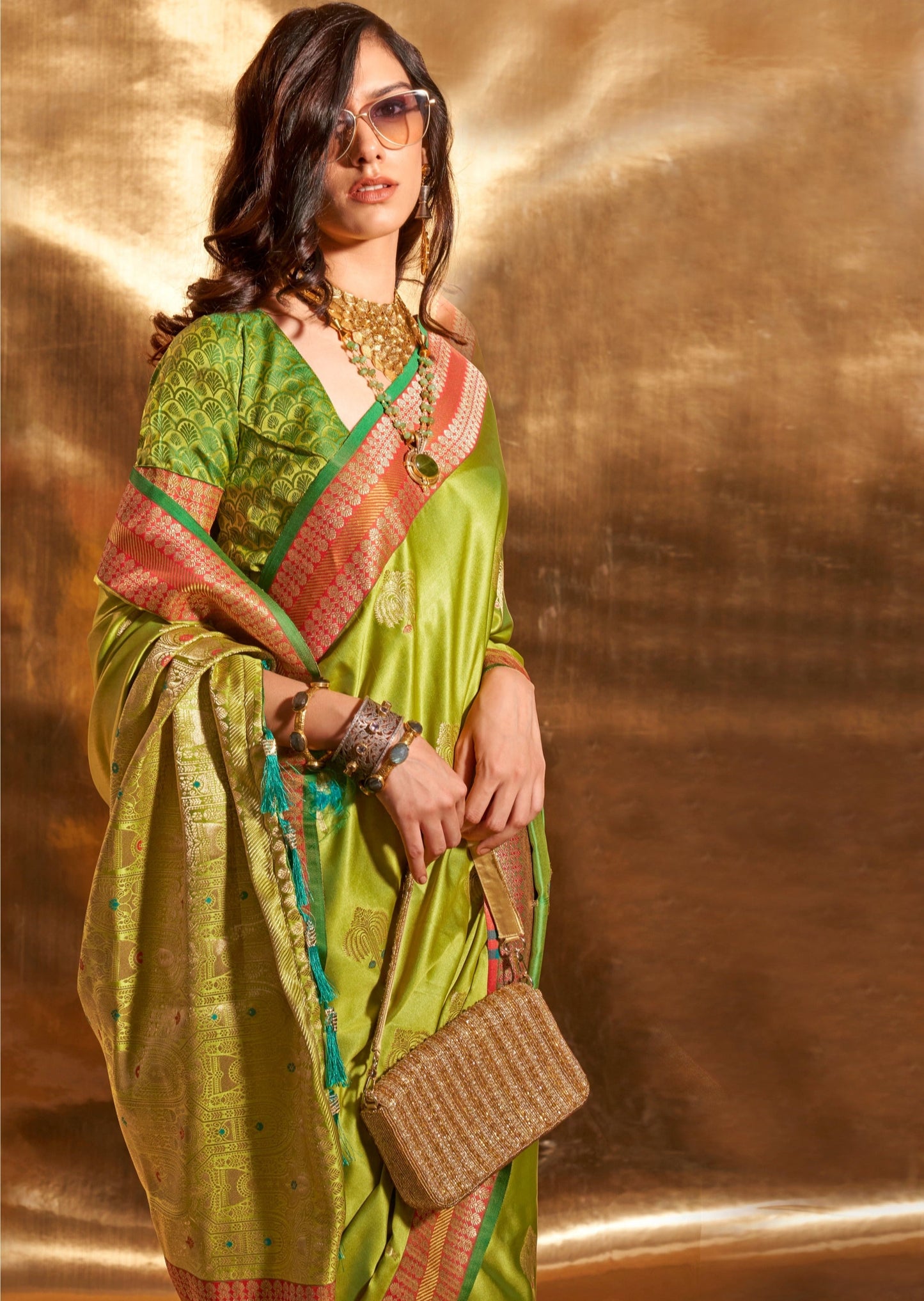Pure banarasi satin silk parrot green handloom saree online shopping india usa uk uae with price.