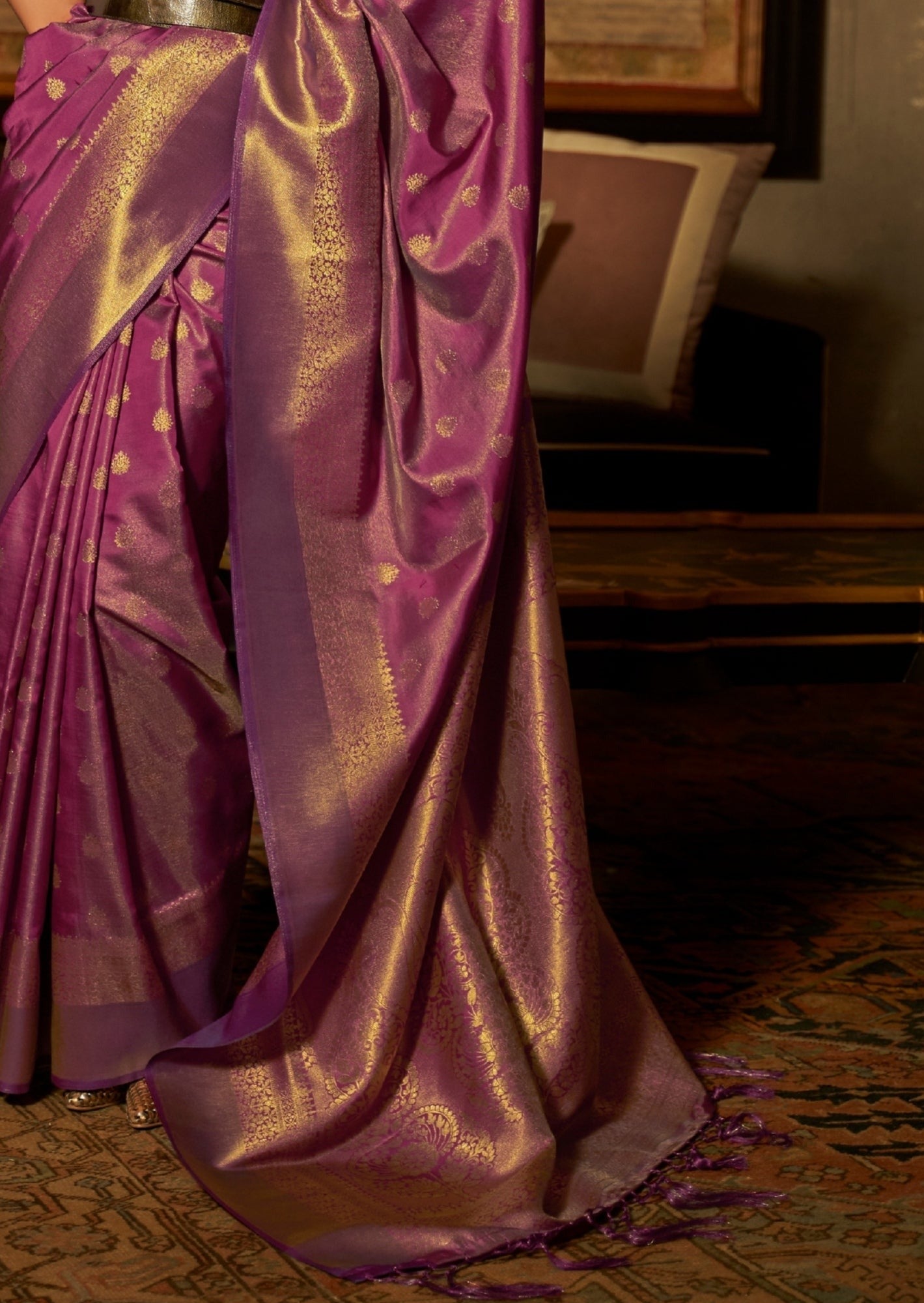 Banarasi Silk Magenta Pink Handloom Saree