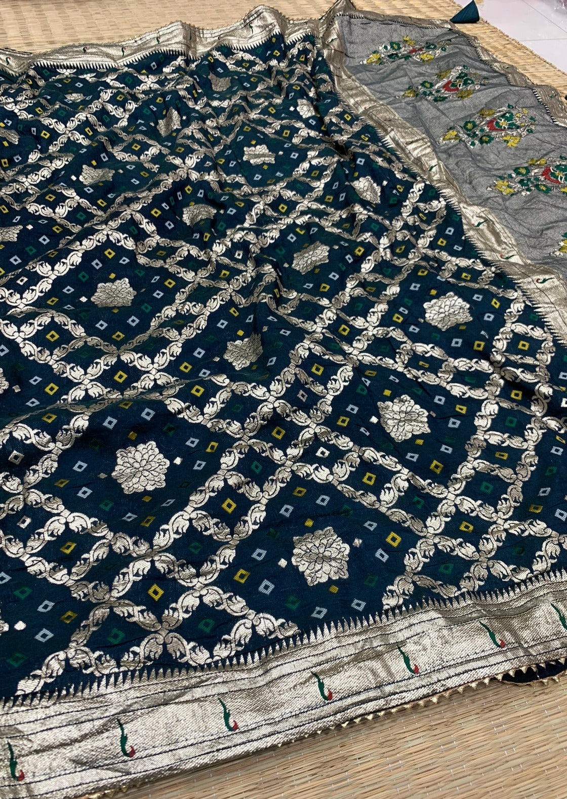 Blue bandhani georgette saree