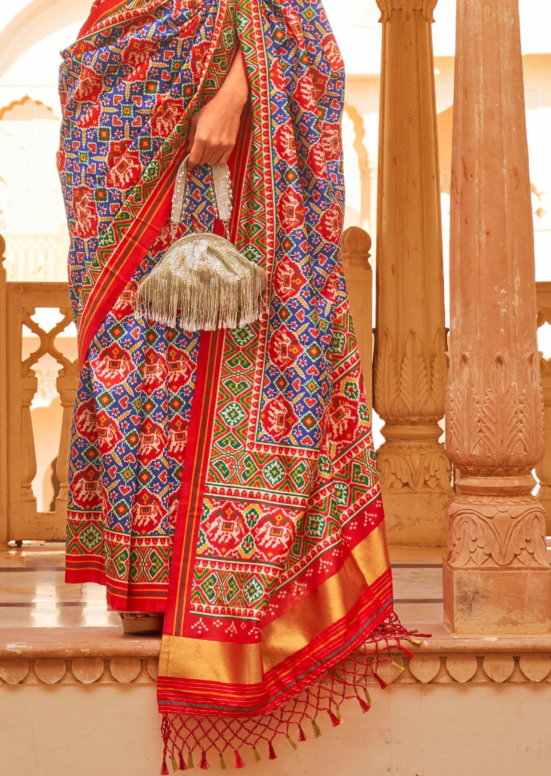 Blue patan patola silk saree design online usa.