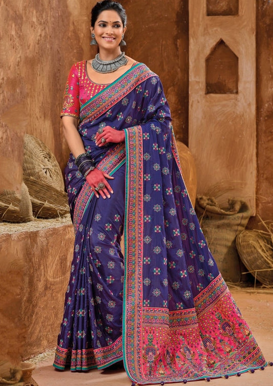 Buy kutch mirror work embroidery bhujodi silk sarees online with price india.